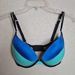 Victoria's Secret 32DDD Very Sexy Pushup Bra Blue colorblock